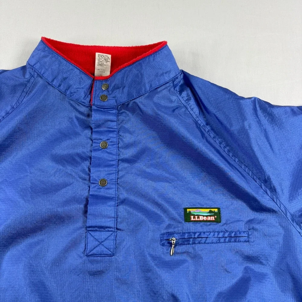 Vintage LL Bean Jacket Mens XL Blue Windbreaker Popover Snap Up Pullover USA 90s